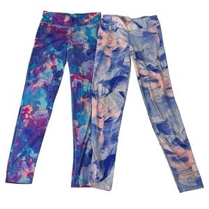 C9 by Champion Girls Leggings Bundle Lot of 2 Blue and Purple Patterns Size M